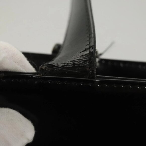 GUCCI Shoulder Bag Enamel Black Gold - Picture 8 of 16